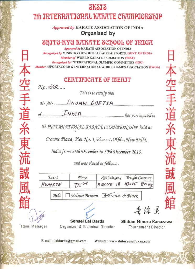 Certificate of Anajn Chetia